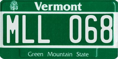 VT license plate MLL068