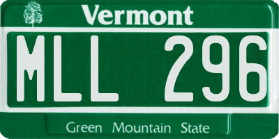 VT license plate MLL296