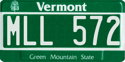 VT license plate MLL572