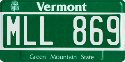 VT license plate MLL869