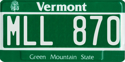 VT license plate MLL870
