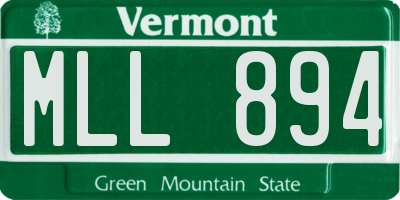 VT license plate MLL894