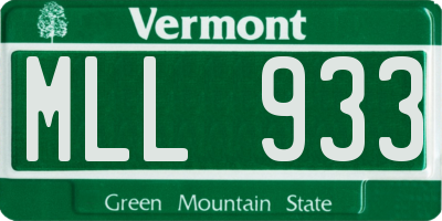 VT license plate MLL933