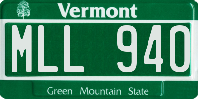 VT license plate MLL940