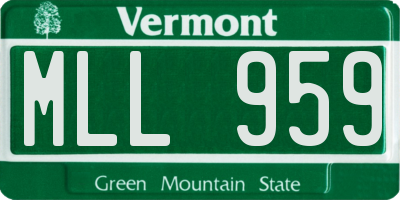 VT license plate MLL959