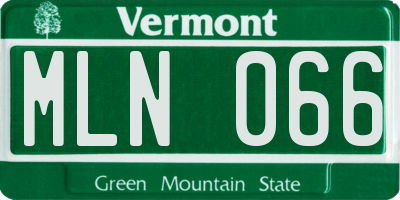 VT license plate MLN066