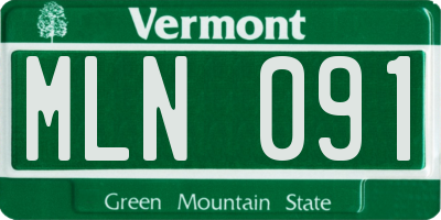VT license plate MLN091