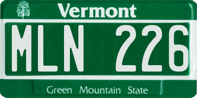 VT license plate MLN226
