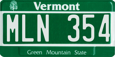 VT license plate MLN354