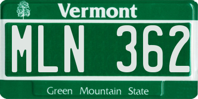 VT license plate MLN362