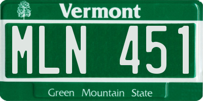 VT license plate MLN451