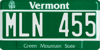 VT license plate MLN455