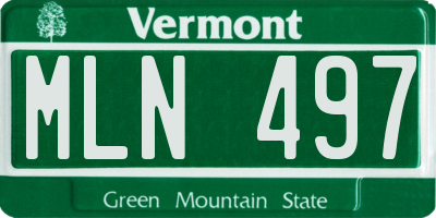VT license plate MLN497