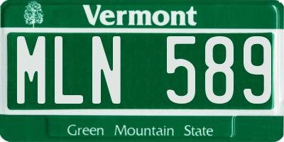 VT license plate MLN589