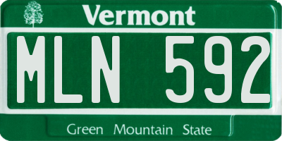 VT license plate MLN592