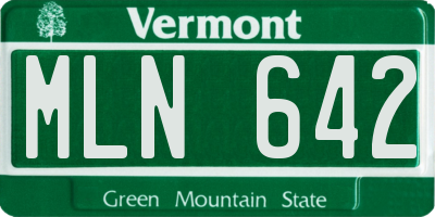 VT license plate MLN642