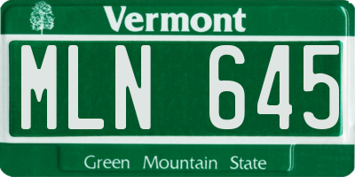 VT license plate MLN645