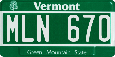 VT license plate MLN670