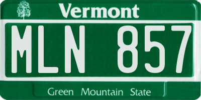 VT license plate MLN857