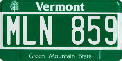 VT license plate MLN859