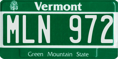 VT license plate MLN972