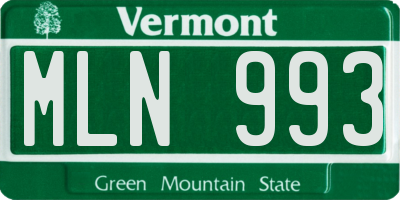 VT license plate MLN993