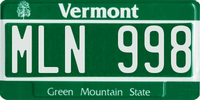 VT license plate MLN998