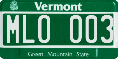 VT license plate MLO003