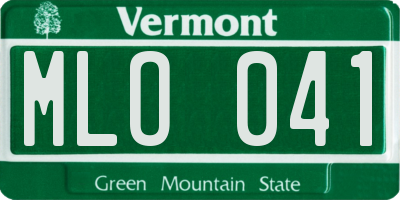 VT license plate MLO041