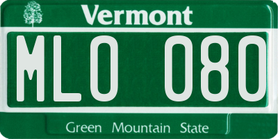 VT license plate MLO080
