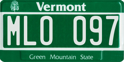 VT license plate MLO097