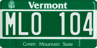 VT license plate MLO104