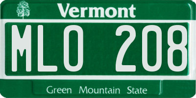VT license plate MLO208