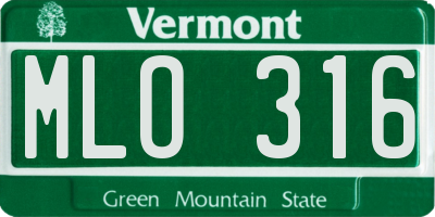 VT license plate MLO316