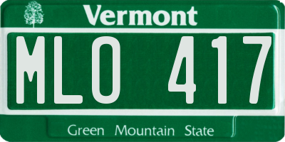 VT license plate MLO417