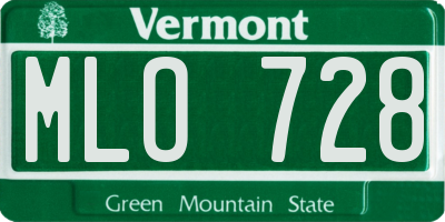 VT license plate MLO728