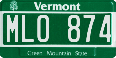 VT license plate MLO874