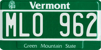 VT license plate MLO962