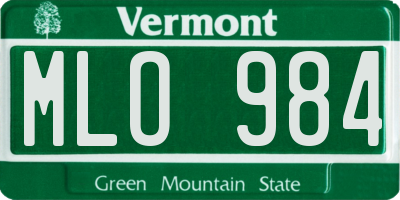 VT license plate MLO984