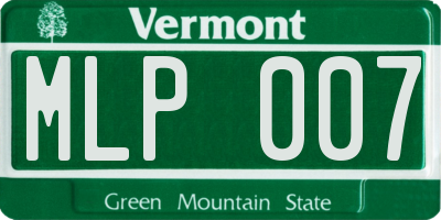 VT license plate MLP007