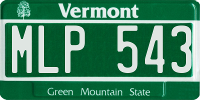 VT license plate MLP543