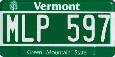 VT license plate MLP597