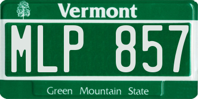 VT license plate MLP857