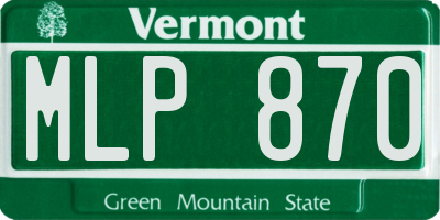 VT license plate MLP870