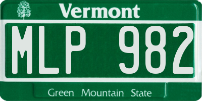 VT license plate MLP982