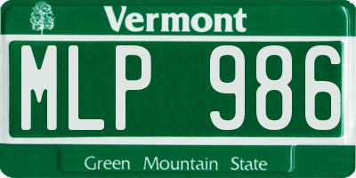 VT license plate MLP986