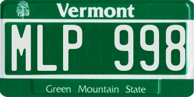 VT license plate MLP998