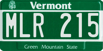 VT license plate MLR215