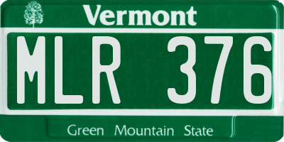 VT license plate MLR376