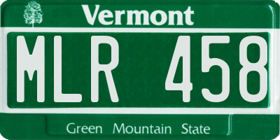 VT license plate MLR458